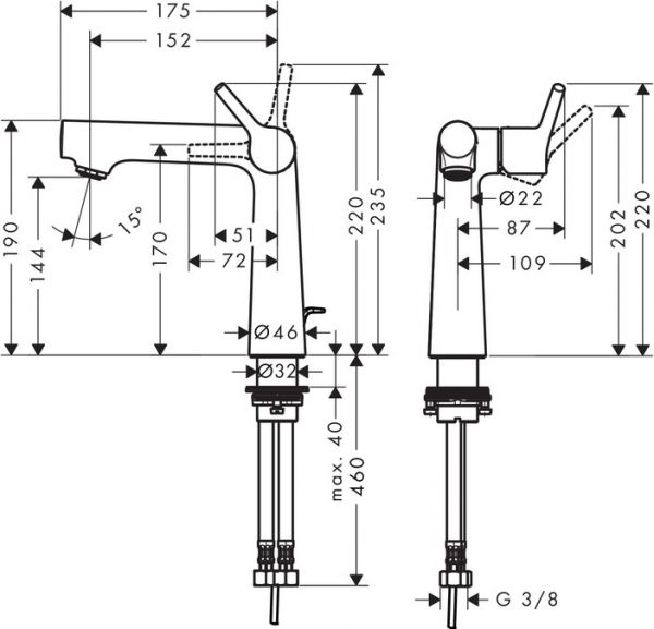 Hansgrohe Talis S Einhebel-Waschtischmischer 140 mit Ablaufgarnitur, chrom