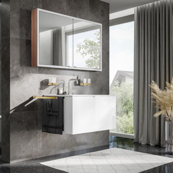 emco loft Handtuchhalter 33cm, zweiarmig, schwenkbar, gold poliert 055000731