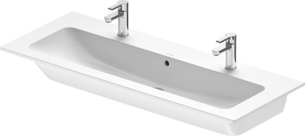 Duravit ME by Starck Waschtisch rechteckig 123x49cm, 2 Hahnlöcher, mit Überlauf, weiß seidenmatt 2361123224