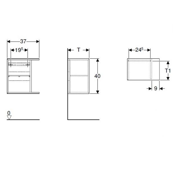 Geberit iCon Seitenelement, wandhängend, Tiefe 27,3cm