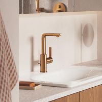 Grohe Lineare Badarmatur L-Size mit Zugstangen-Ablaufgarnitur, warm sunset gebürstet 23296DL1