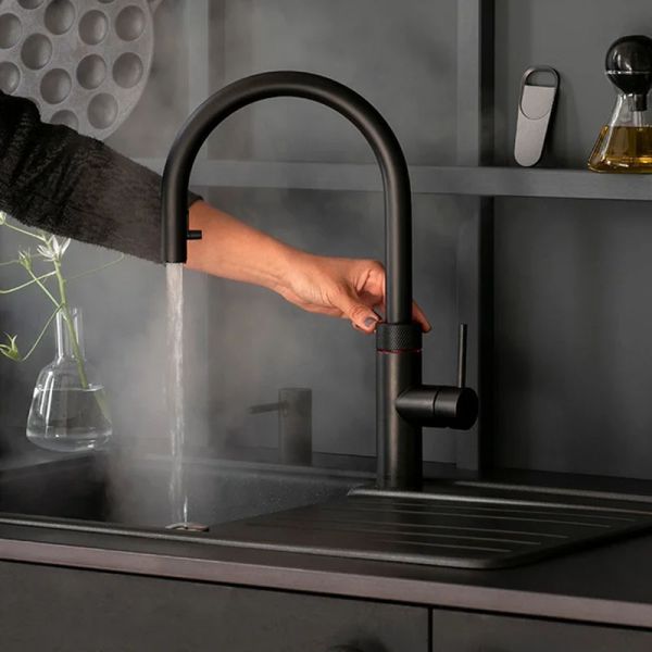 Quooker Flex Kochendwasser-Küchenarmatur schwarz matt COMBI - CUBE Gen. 1