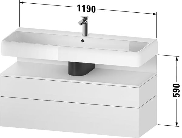 Duravit Qatego Unterschrank 119x47cm in eiche basalt matt, mit offenem Fach in eiche marmoriert