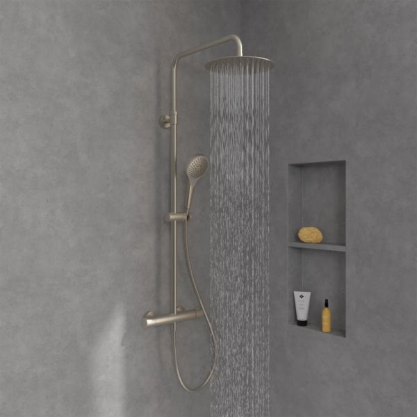 Villeroy&Boch Verve Showers Duschsystem mit 3 Strahlarten TVS10900500064 nickel gebürstet 