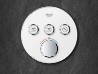 Vorschau: Grohe Grohtherm SmartControl Thermostat mit 3 Absperrventilen, rund, chrom/moon white