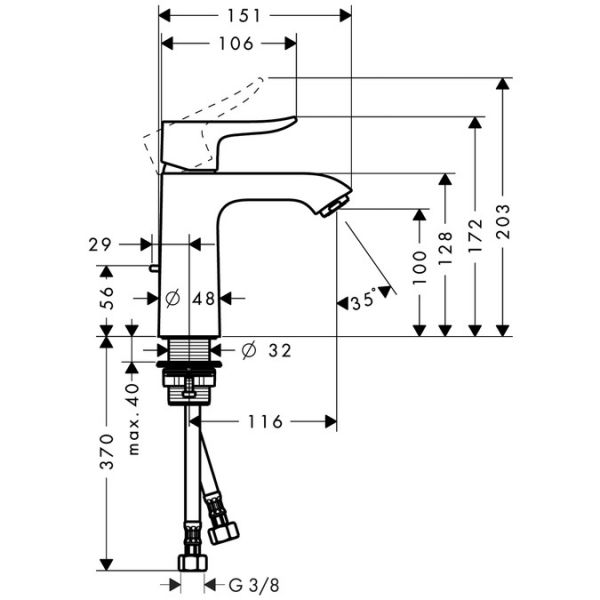 Hansgrohe Metris Einhebel-Waschtischmischer 110 mit Zugstangen-Ablaufgarnitur, chrom