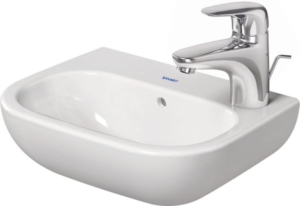 Duravit D-Code Handwaschbecken rechteckig 36x27cm, mit 1 Hahnloch rechts, mit Überlauf, weiß 0705360008