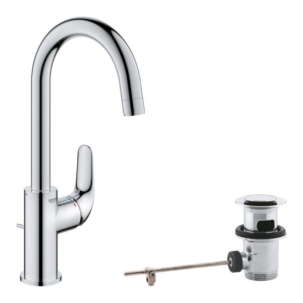 Grohe QuickFix Swift Waschtischarmatur L-Size, Zugstangen-Ablaufgarnitur, chrom 24330001
