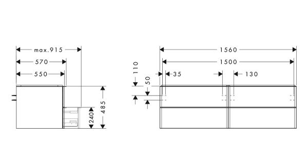 Hansgrohe Xelu Q Waschtischunterschrank 156cm für 2 Aufsatzwaschtische, 4 Schubkästen
