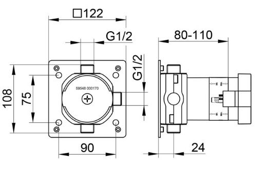 Keuco IXMO UP Funktionseinheit für 3-Wege Umstellventil mit Schlauchanschluss DN 15