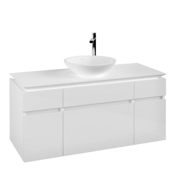 Villeroy&Boch Legato Waschtischunterschrank 120x50cm für Aufsatzwaschtisch, 5 Auszüge glossy white B57800DH