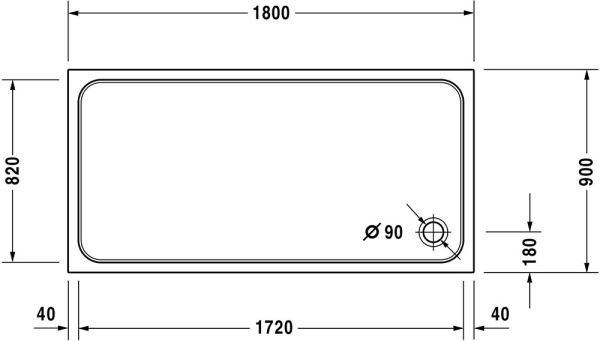 Duravit D-Code Duschwanne rechteckig 90x180cm, Sanitäracryl, weiß