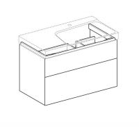 Vorschau: Geberit Xeno² Waschtischunterschrank mit 2 Schubladen, Siphonauschnitt rechts, 88x53cm