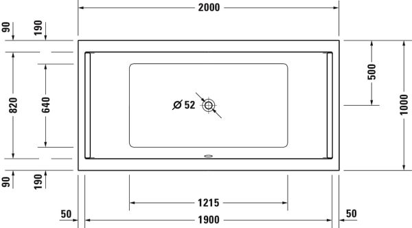 Duravit Starck Einbau-Badewanne rechteckig 200x100cm, weiß