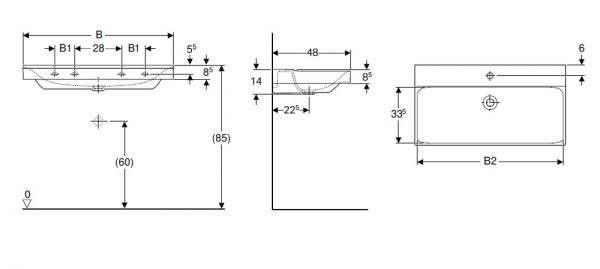 Geberit Xeno² Waschtisch 90x48cm, mit Hahnloch, ohne Überlauf, weiß KeraTect 500531011_0