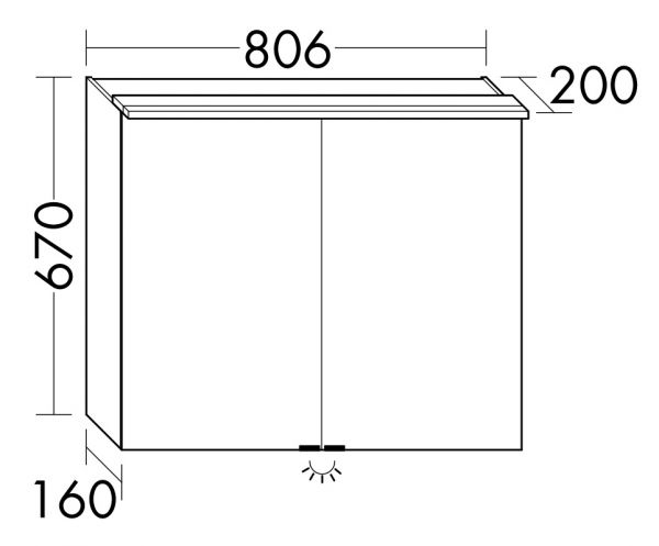 Burgbad Fiumo Spiegelschrank mit horizontaler LED-Beleuchtung, 2 Spiegeltüren 80,6x67cm