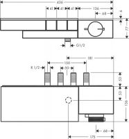 Vorschau: Axor Edge Thermostat Aufputzmontage/Unterputzmontage für 3 Verbraucher