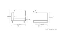 Vorschau: KETTLER EGO MODULAR Sofa-Lounge-Set 3-Sitzer mit Tisch, Sunbrella®, anthrazit/ sooty