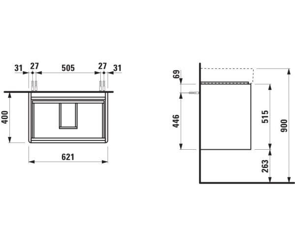 Laufen Base 2.0 Waschtischunterbau 62cm für Val Waschtisch H810284