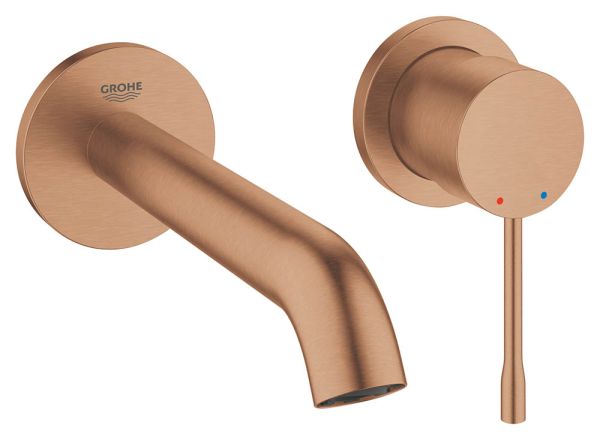 Grohe Essence 2-Loch-Waschtischbatterie, Ausladung 183mm, wassersparend, warm sunset gebürstet 29192DL1