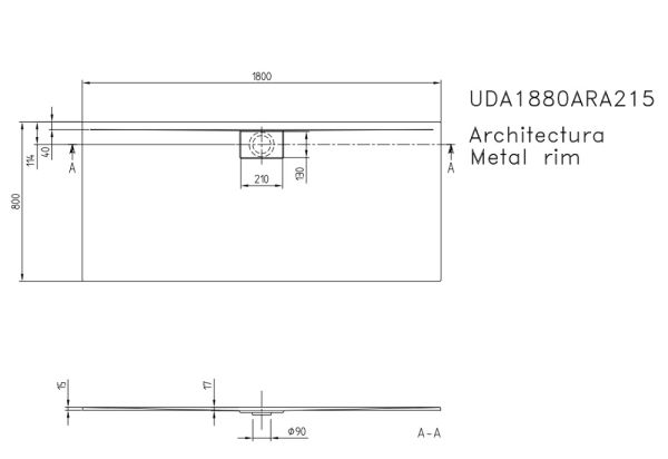 Villeroy&Boch Architectura MetalRim Duschwanne inkl. Antirutsch (Vilbogrip),180x80cm, weiß