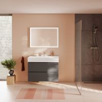 Vorschau: hansgrohe Xilesa E Waschtischunterschrank 98cm, 2 Schubkästen mit Grifffuge schiefergrau matt