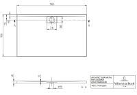 Vorschau: Villeroy&Boch Architectura MetalRim Duschwanne, 150x90cm, weiß technische Zeichnung