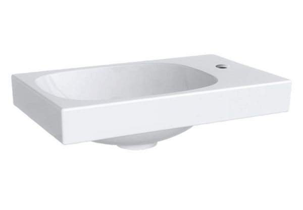 Geberit Acanto Handwaschbecken 40x25cm, 1 HL rechts, Becken links, weiß