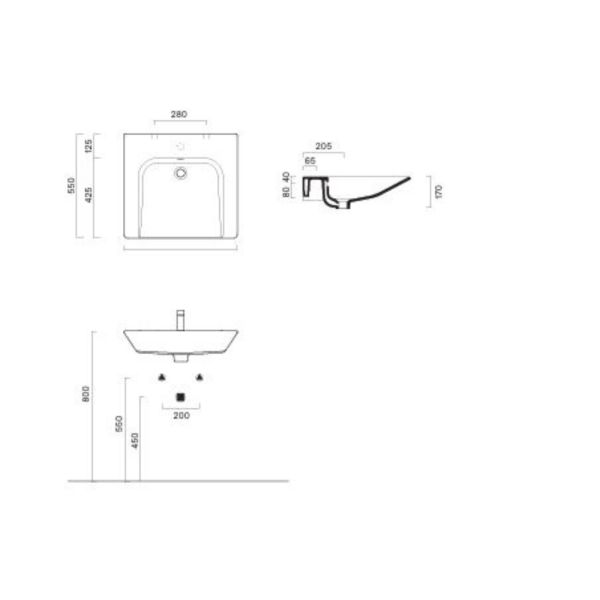 Catalano Comfort Waschtisch 60x55cm, weiß CataGalze+