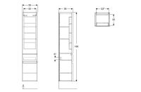 Vorschau: Geberit Renova Plan Hochschrank mit zwei Türen und einer Schublade, 39x180cm weiß_2