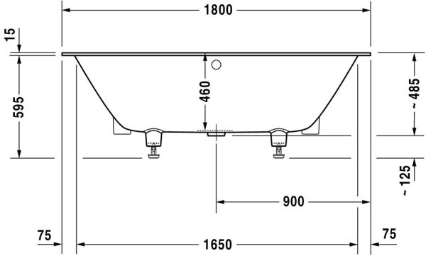 Duravit DuraSquare Einbau-Badewanne rechteckig 180x80cm, weiß