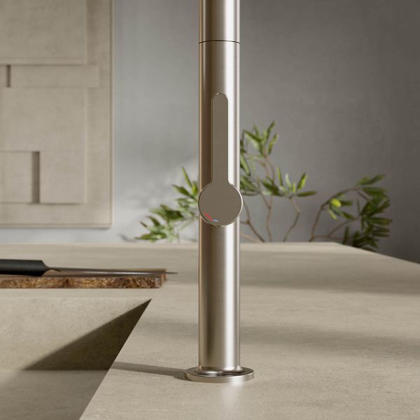 Kludi AUREA Küchenarmatur mit ausziehbarer Geschirrbrause, stainless brushed nickel