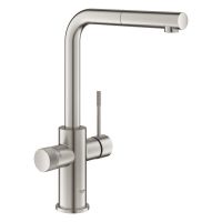 Grohe Blue 2.0 5-in-1-Armatur, L-Auslauf, ausziehbar, supersteel 104430DC01
