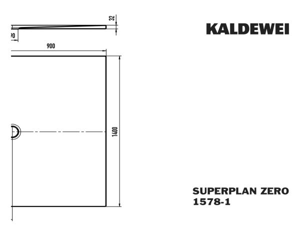 Kaldewei Superplan Zero bodenebene Rechteck-Duschwanne 90x140cm Mod.1578-1
