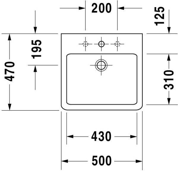 Duravit Vero Waschtisch rechteckig 50x47cm, 1 Hahnloch, mit Überlauf, weiß 0454500000