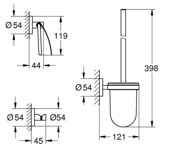 Grohe QuickFix Start WC-Set 3 in 1, zum Kleben oder Bohren