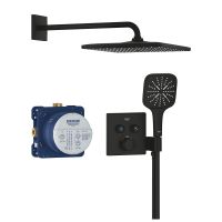 Grohe Grohtherm SmartControl Duschsystem, eckig, Thermostat, Rainshower Kopfbrause, phantom black