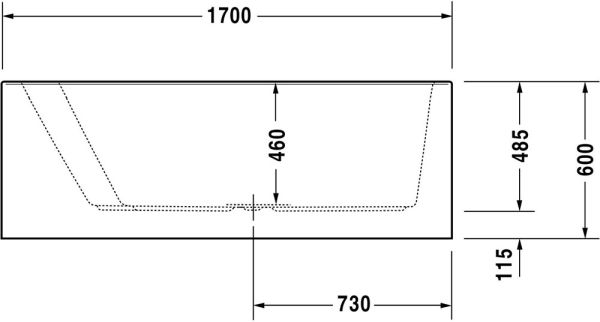 Duravit Paiova Einbau-Badewanne trapezförmig mit Rückenschräge links, 170x130cm, weiß