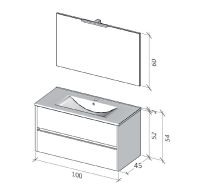 Vorschau: RIHO Porto Wave Waschtisch mit Unterschrank 100cm & LED-Spiegel