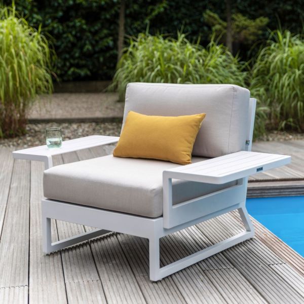 KETTLER OCEAN SKID PLATFORM Mittelteil mit Ablagen, weiß mattlinen chalk 