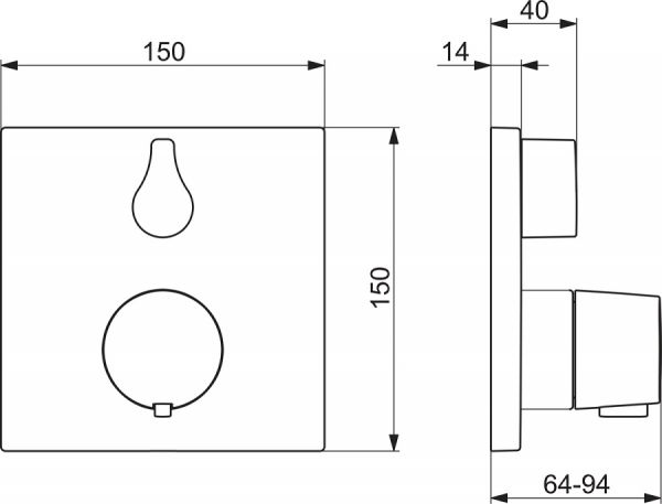 Hansa Hansaliving Wannen-Thermostat-Batterie Fertigmontageset, mit Sicherungseinricht., eckig, chrom