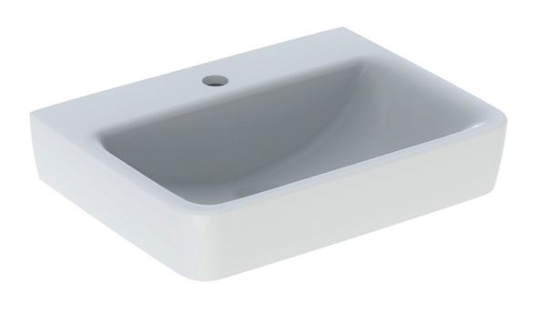 Geberit Renova Plan Handwaschbecken mit 1 Hahnloch, ohne Überlauf, 50x38cm, weiß 501629001