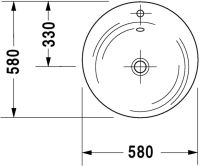 Vorschau: Duravit Starck 1 Waschtisch rund Ø58cm, mit 1 Hahnloch und Überlauf, WonderGliss, weiß