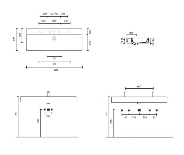 Catalano New Premium 120 Waschtisch, 120x47cm, weiß CATAglaze+ 12VPN