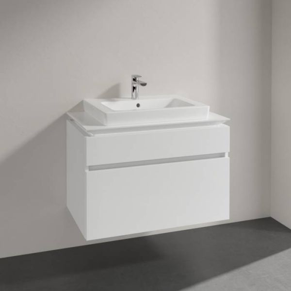 Villeroy&Boch Legato Waschtischunterschrank 80x50cm für Aufsatzwaschtisch, 2 Auszüge glossy white B67900DH1