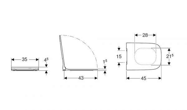 Geberit Smyle Square WC-Sitz mit Absenkautomatik, Sandwichform, weiß