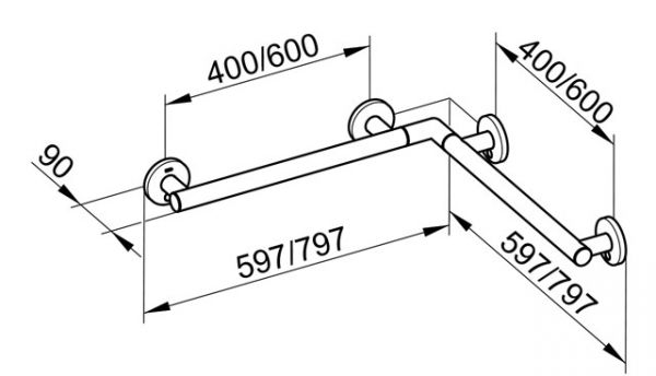 Keuco Collection Plan Care Dusch- und Wannenhandlauf, 597/797mm