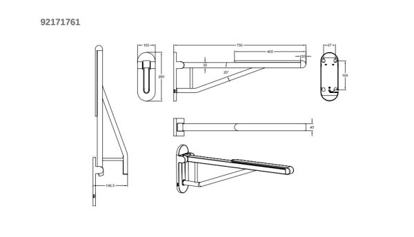 Villeroy&Boch ViCare Klappgriff mit weicher Auflage und Aushängmechanismus, chrom 92171761