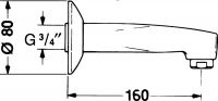 Vorschau: Hansa Wanneneinlauf, als Wandauslauf, 160mm, chrom