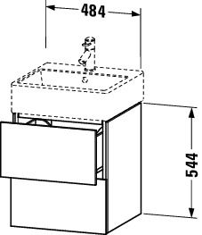 Duravit L-Cube Waschtischunterschrank wandhängend 48x46cm mit 2 Schubladen für Vero Air 235050